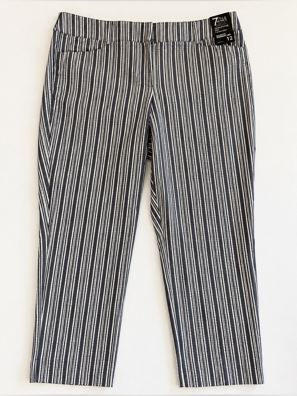 New York & Company Striped Crop Straight Leg Pants Size 12 NWT